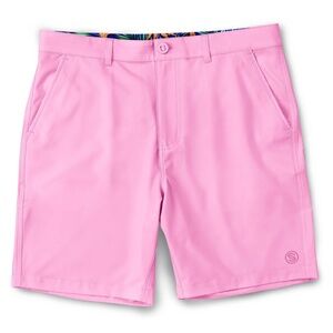 NWT Scales Men's All Tides Golf Shorts Pink Stretch Swim Hybrid Pockets Logo